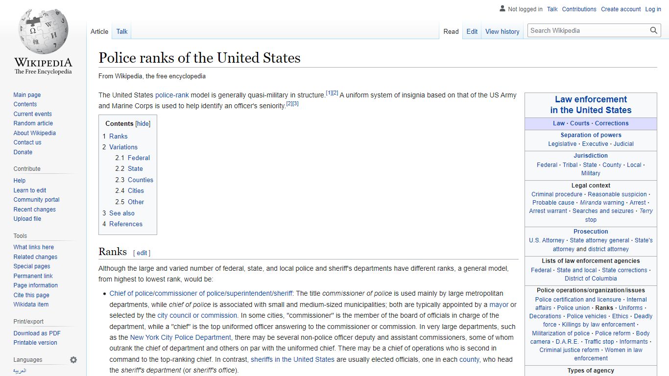 Police ranks of the United States - Wikipedia