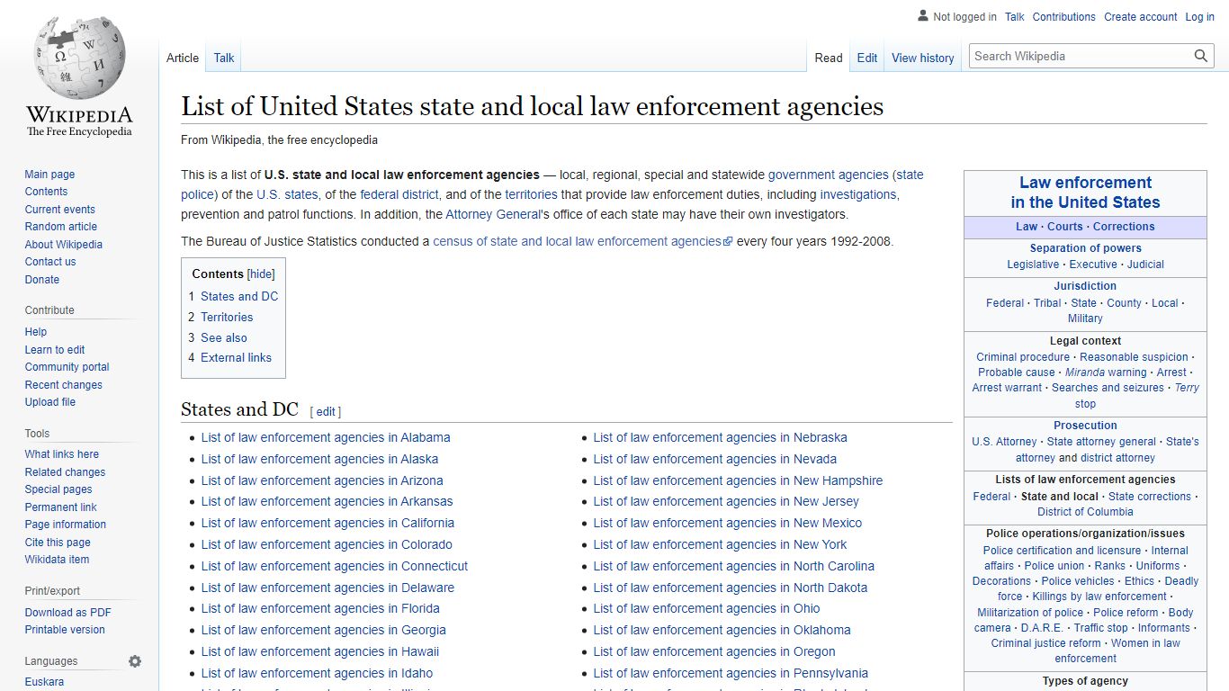 List of United States state and local law enforcement agencies